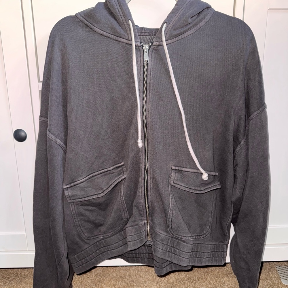 Aerie Charcoal Knit Hoodie